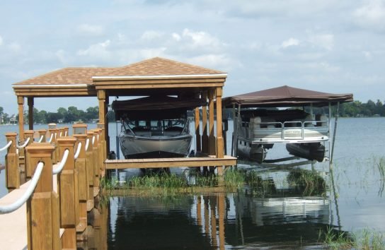side by side, two touchless boat covers