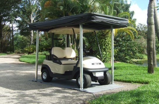Grey Colored Automatic Cover for a Golf Cart