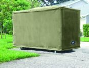 Tan Colored Automatic Cover for a Golf Cart